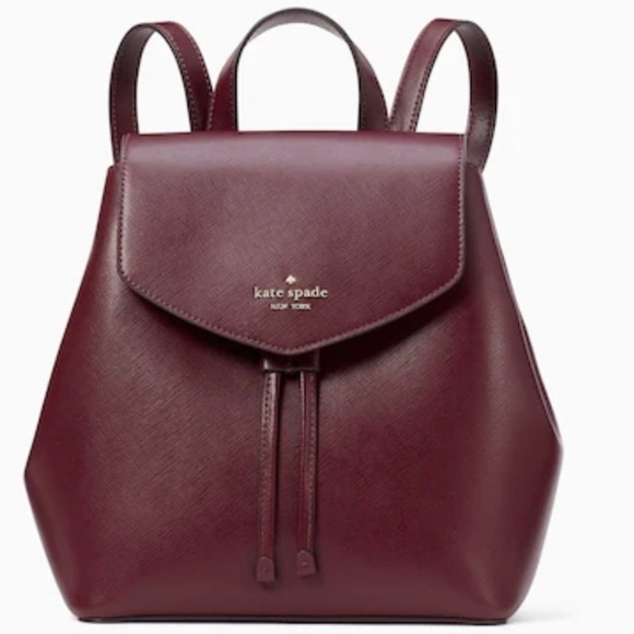 15. Kate Spade Lizzie Medium Flap Backpack in Deep Berry - Picture 1 of 14
